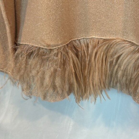 Fabiana Filippi cashmere cotton blend pink ostrich feather hem sweater sz Large - Picture 2 of 13